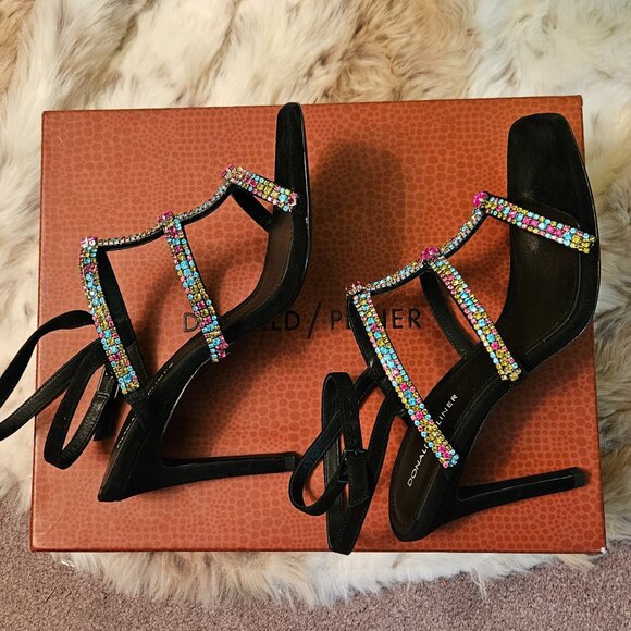 NIB Donald Pliner Leather Rhinestone Pumps, 7.5 - Picture 9 of 12